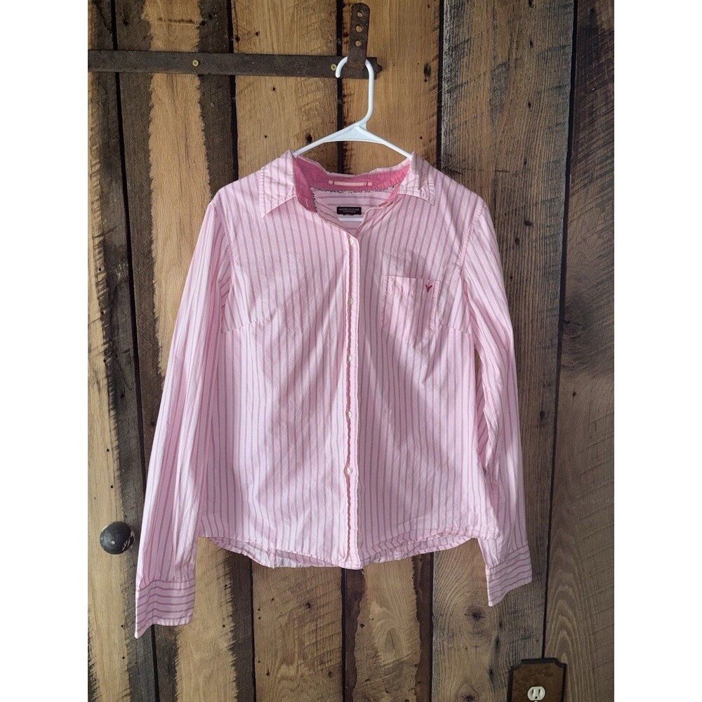 American Eagle Women’s Striped Button Down Shirt Y2K